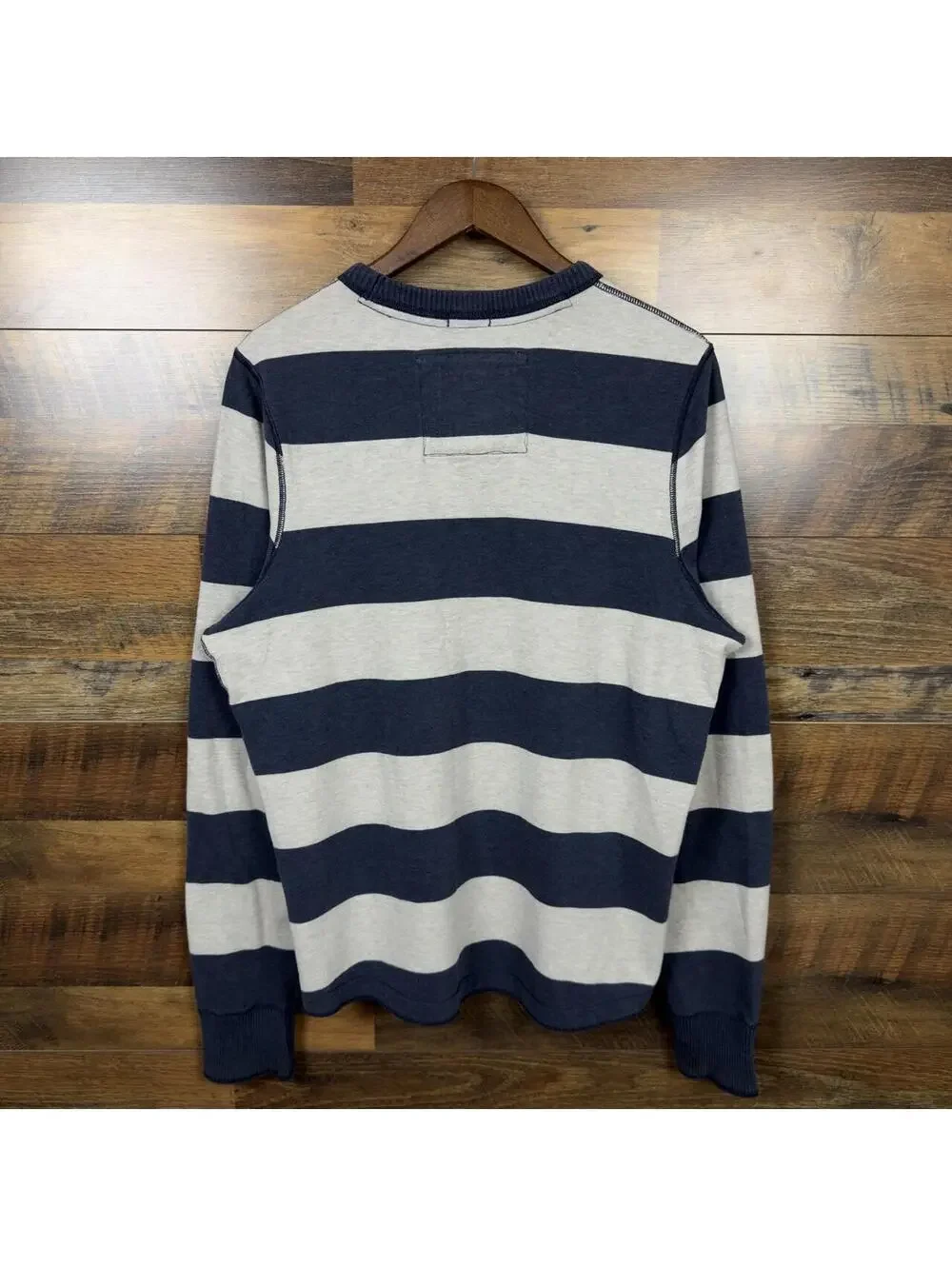 Vintage Abercrombie & Fitch Muscle Striped Crewneck Sweater XL Navy White Y2K